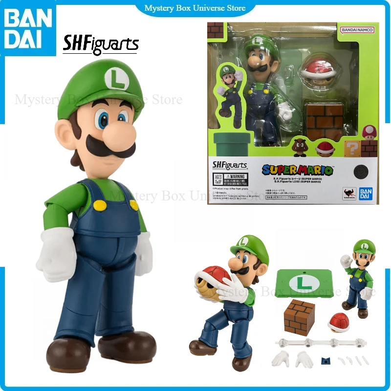 

В наличии: Новая оригинальная фигурка Bandai Super Mario SHF Луиджи, аниме-фигурка, коллекционная модель из ПВХ, набор игрушек, подарок на день рождения для мальчиков