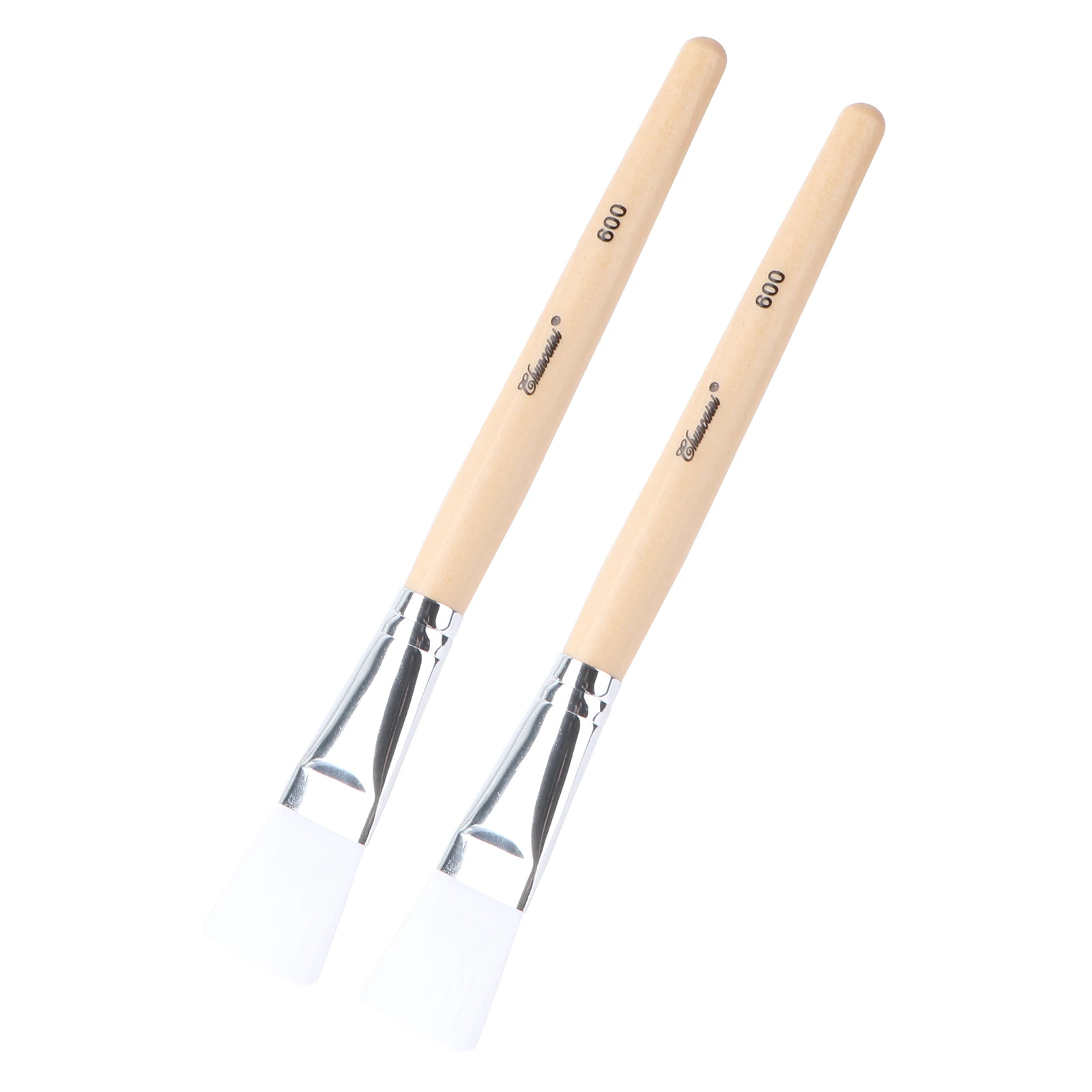 

2pcs Facial Brush Wooden Handle Reusable Face Mask Applicator Durable Easy Clean For Mud Mask Body Lotion Professional Home Use