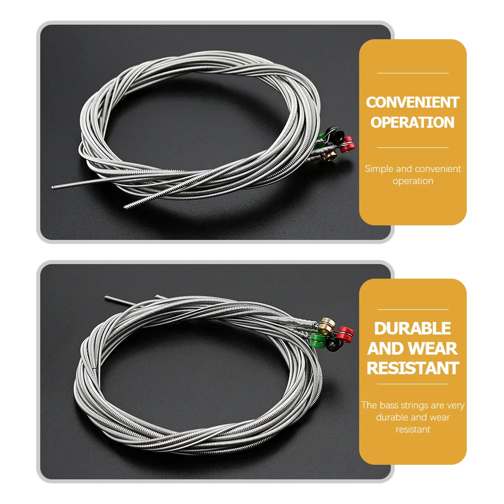 

1Set Bass Strings Stainless Steel High Durability Not Easy Deform Balanced Tension for Bass Instrument Repair Upgrade Music