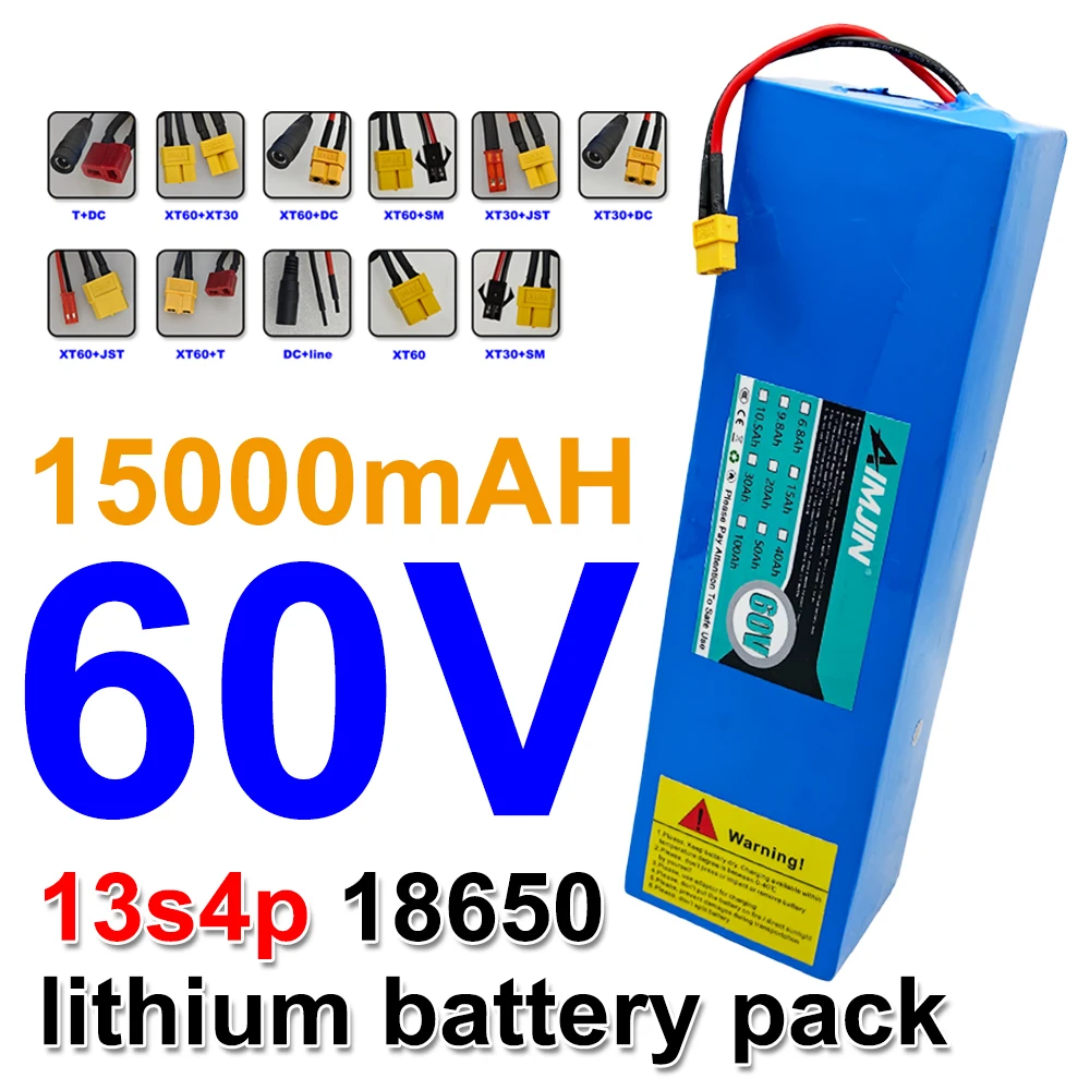 AIMJIN 60V battery with BMS 18650 Lithium 16s4p Battery Pack for Motorcycle, Scooter, Bicycle 2000W Motor 15000mAH