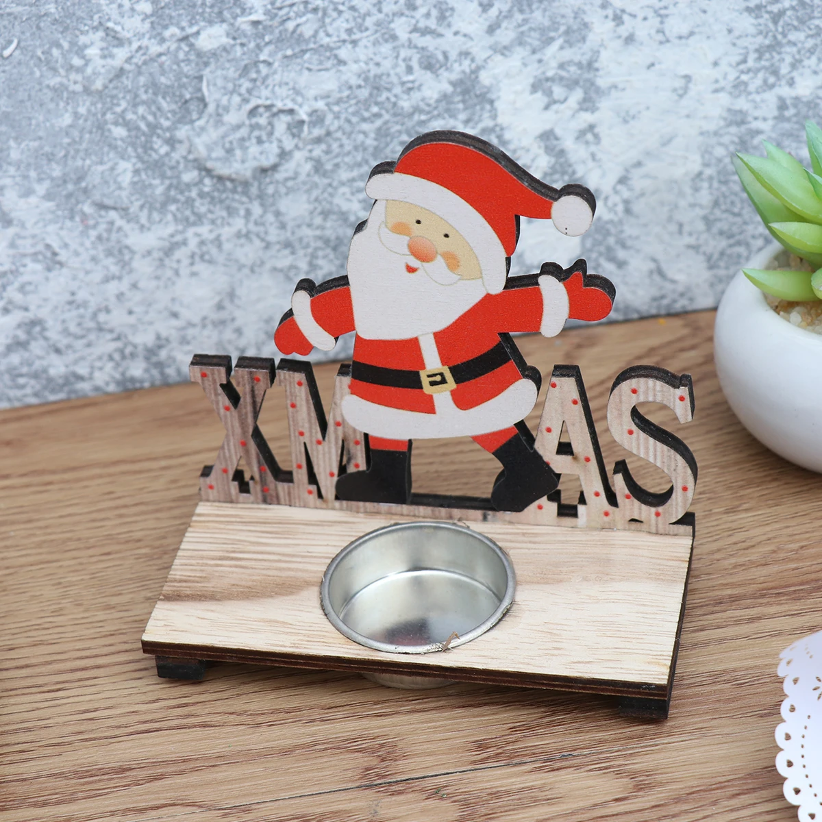 

Christmas Wooden Holder Tealight Stand Desktop Decor Wedding Party Xmas Decoration Gift For Holidays Birthdays Corporate