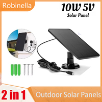 20W Solar Panel Micro USB Type-C Port Solar Charging Panel 360°Adjustable Mounting for Security Camera Small Home Light System
