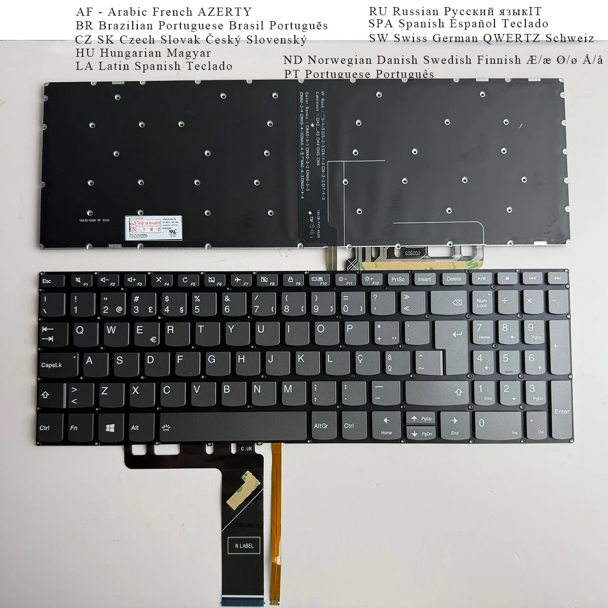 Spanish Hungarian ND Portuguese RU Swiss BR AR CZ Keyboard for Lenovo Ideapad 3-15ADA05 3-15ARE05 3-15IGL05 3-15IIL05 BACKLIT