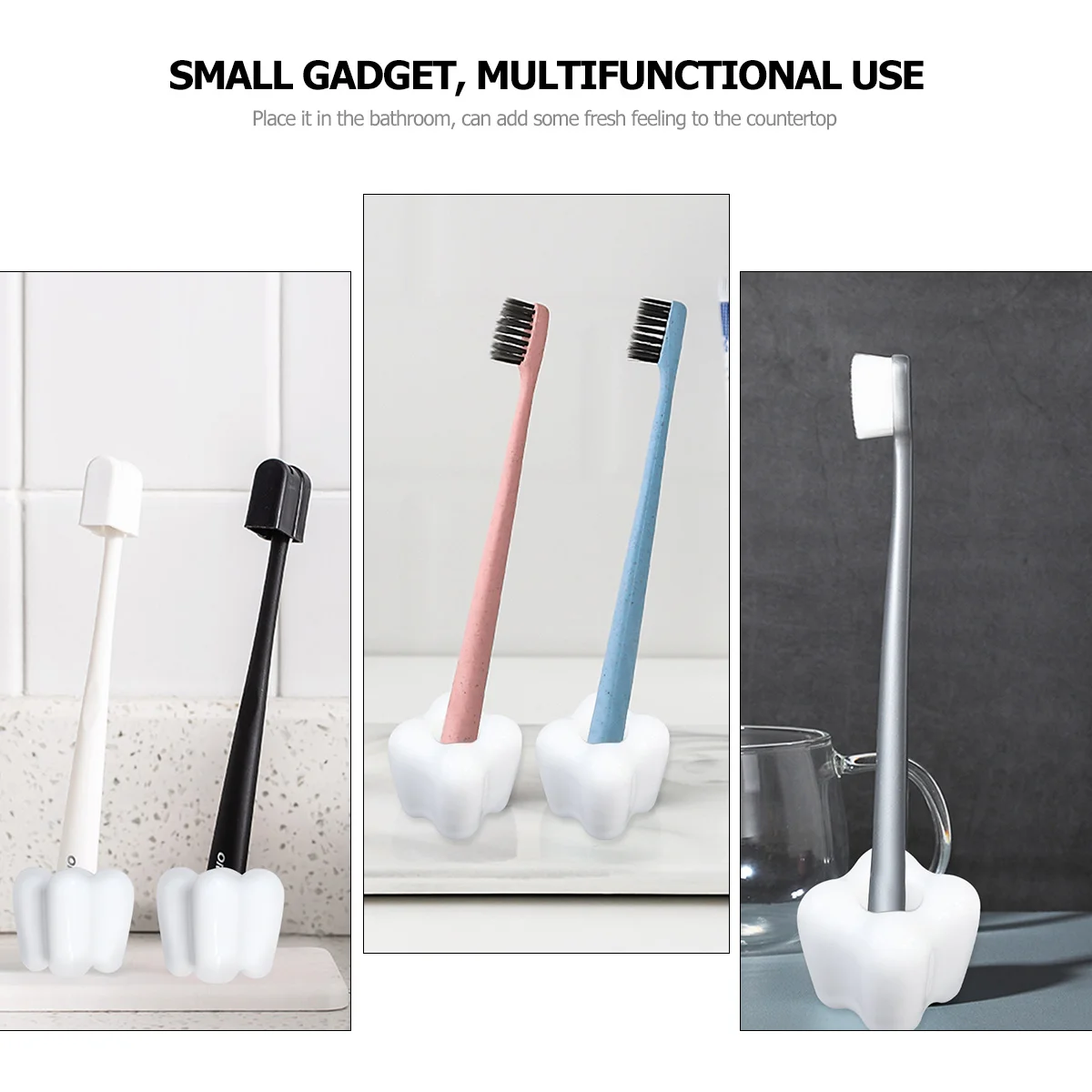 

2Pcs Creative Ceramic Toothbrush Holder Toothpaste Stand Tooth Shaped Design Bathroom Organizer White Toothbrush Holder