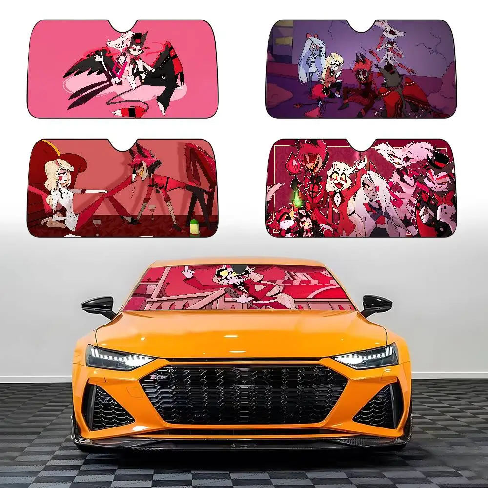 

H-Hazbin Hotels Anime Car SunShade Car Sunshade Covers Cover Universal Windscreen Folding Visor