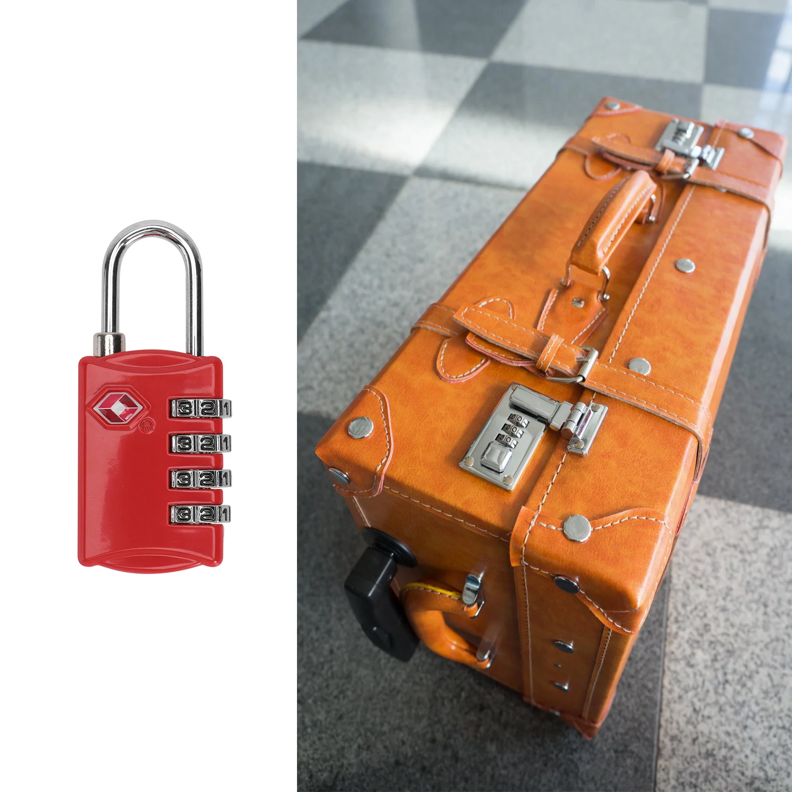 

Portable Travel Tsa Approved Lock Luggage 3- Combination Password Zinc Alloy Security Padlock Red Password Lock