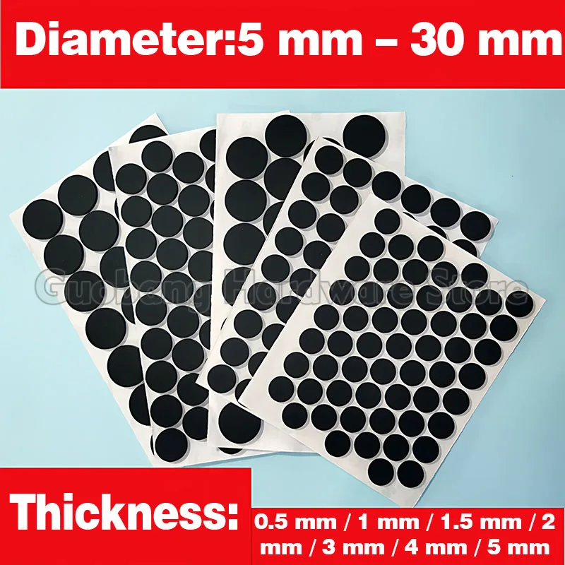 （2026.10.19）50pcs Black Silicone Pad Self Adhesive Round Vibration Damping Non-Slip Washer 5–30mm
