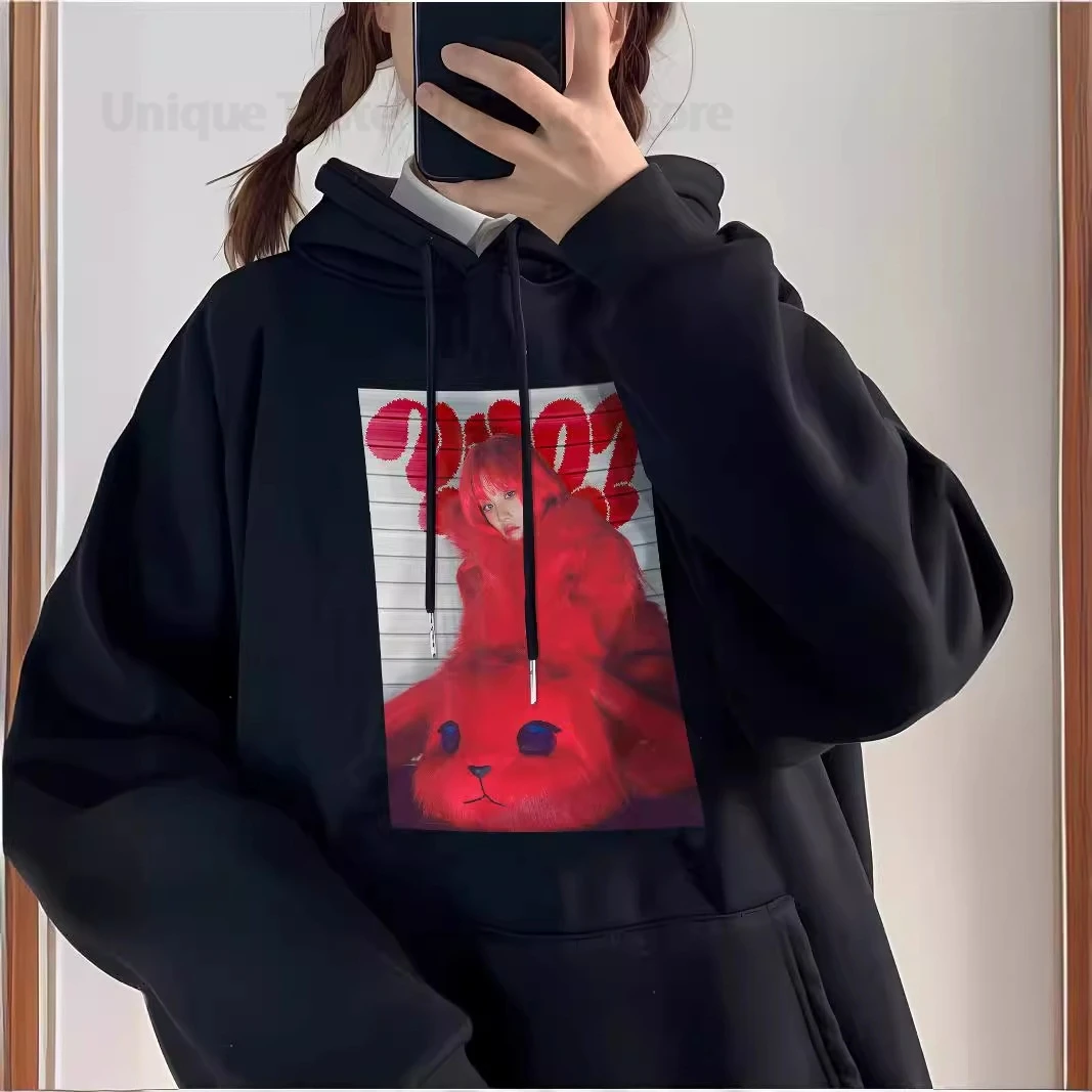 Gidle YUQI YUQ1 Hoodies Kpop Fashion Kawaii Rabbit Pattern Sweatshirt Women Men Korean Autumn Loose Hoodie (G)I-DLE Fans Clothes