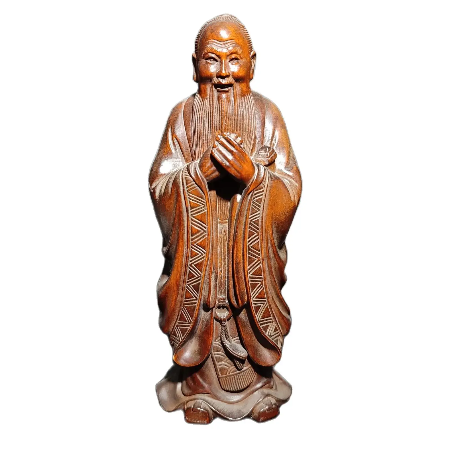 

Boxwood Wooden Ornament Confucius statue carving home decor figurines desk art