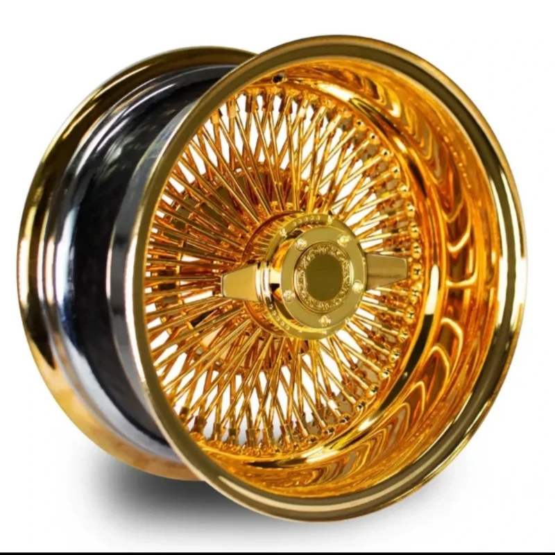 

Chrome Rims 13 Inch Rims Gold Wire Wheels 5*4.5"/4.75"/5"Bolt Pattern