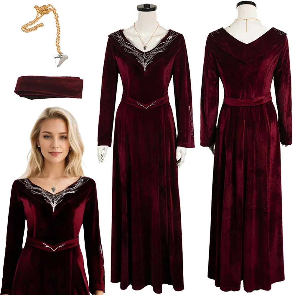 Medieval Princess Rhaenyra Cosplay Elegant Dark Wine Red Dress Outfits TV Dragon Two Fantasy House Costume Women Outfits