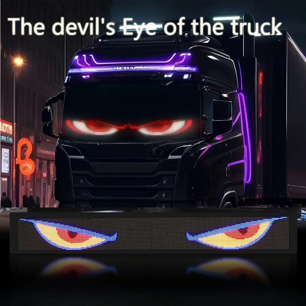 

2024 Truck LED Eye for Car Window Screen Wireless Devil's Eye StickupText Control DIY LED Display Sign Board for Trucks Light