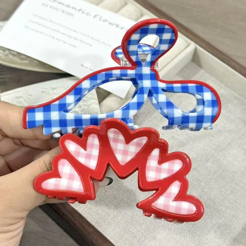 1 Stück Creme-Serie Gittermuster-Haarspange, Landhausstil-Schleife, Liebes-Haarclip, Koreanische Version Modische Frische Haarklammer