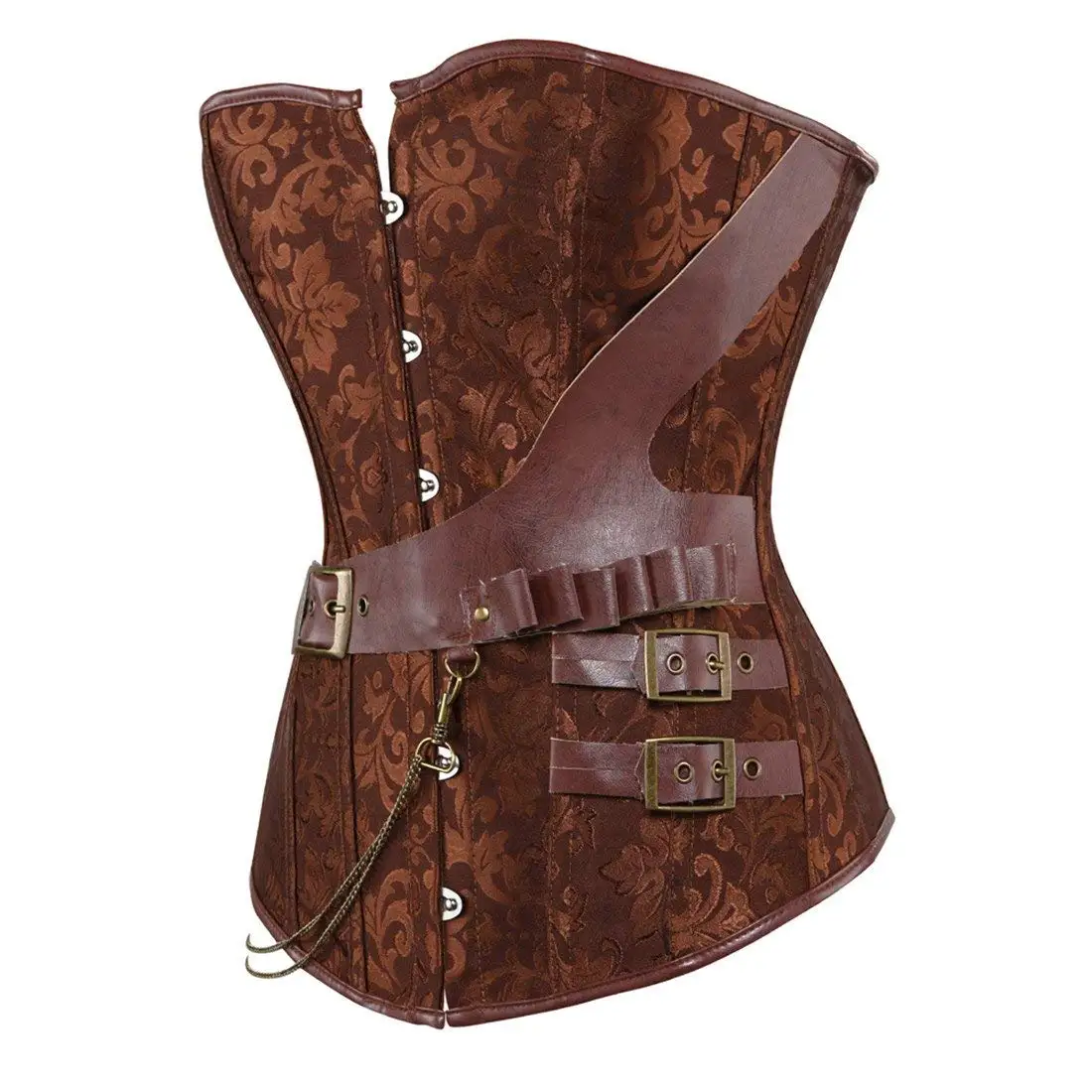 Caudatus Steampunk Korsett Plus Size Bustier Damen Lederkorsetts Piraten Dessous Gothic Punk Clubwear Sexy Braun Kostüm