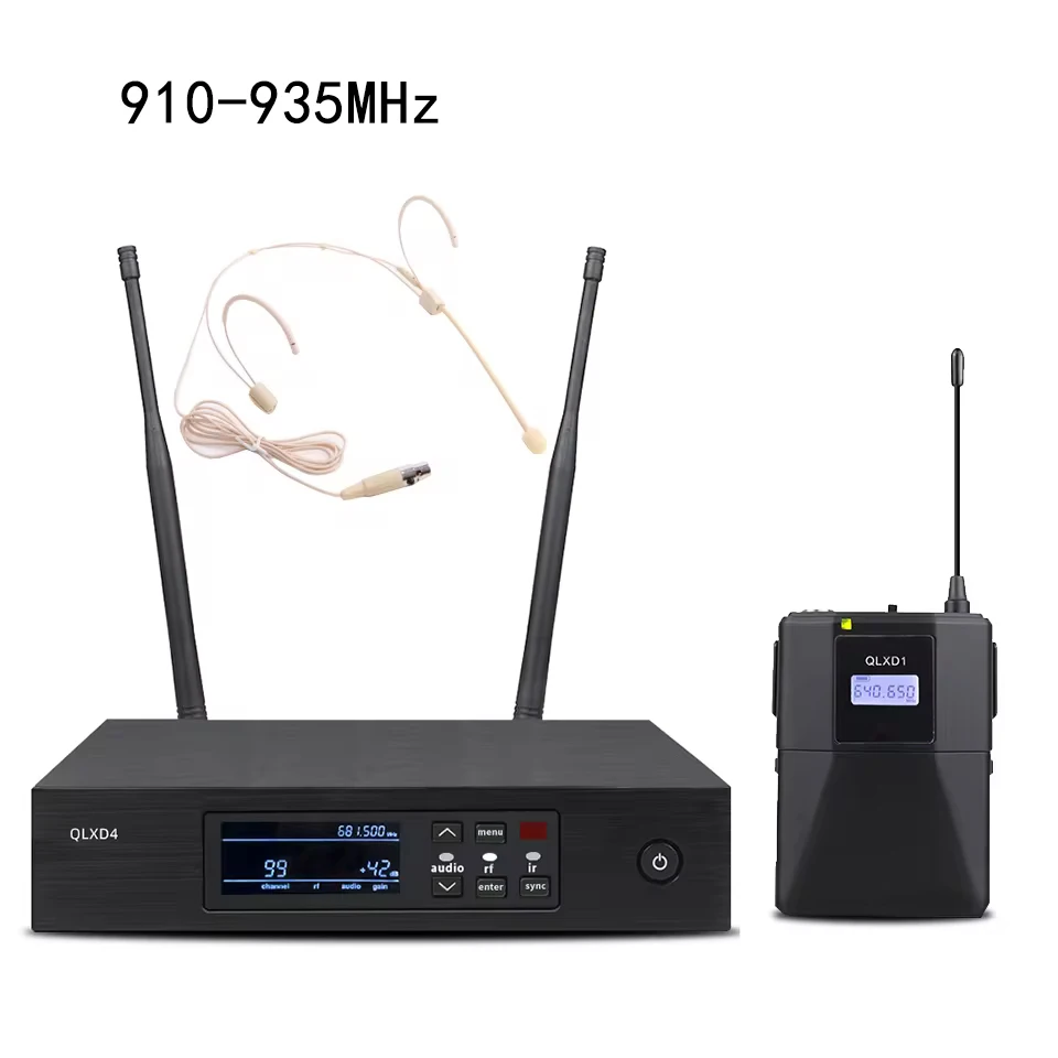 accessories musical instrument 900MHz QLXD1/QLXD4 Headset Microphone Stage Performancce  Professional Headphone Bodypack church