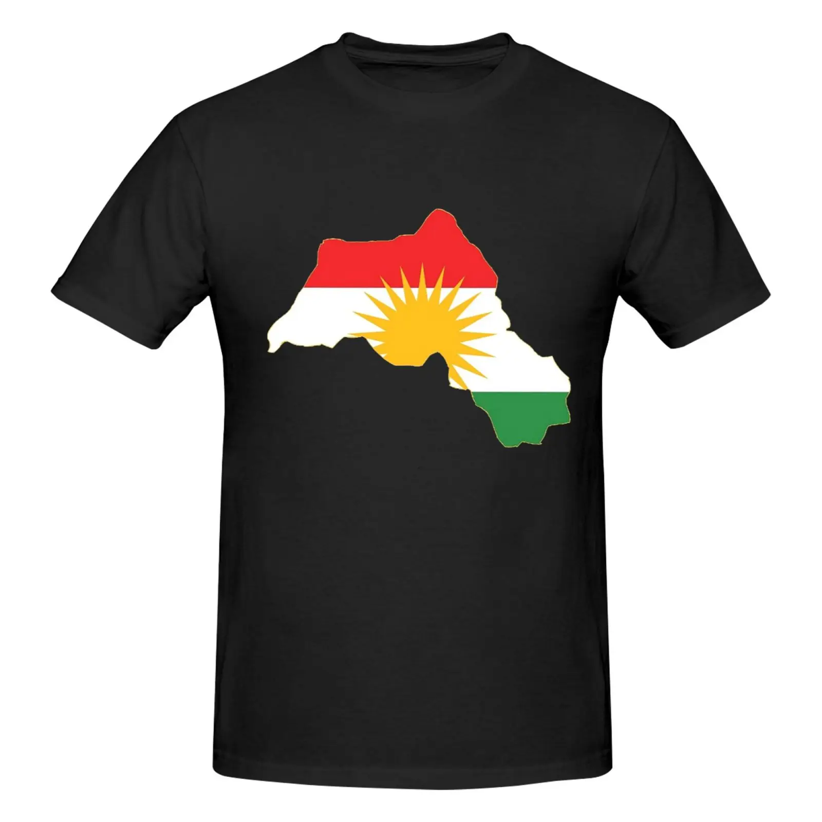クルディスタン旗プリント Tシャツクルド地図男性女性半袖綿服ストリートトップス綿 100%