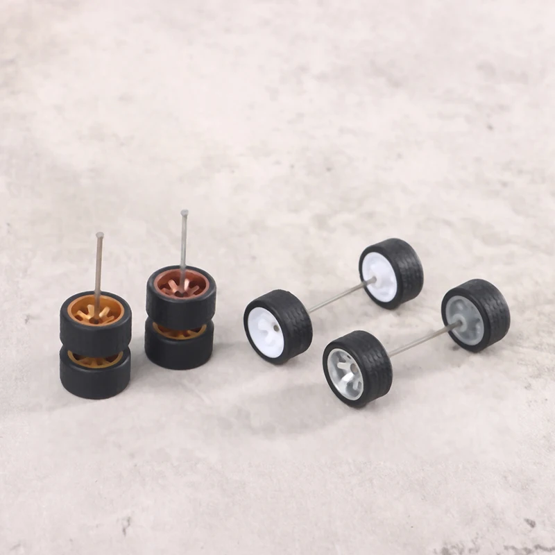 1/64 Wheels Model Car Wheels For Hotwheels With Rubber Tire Model Model Car Modified Parts Toys Power RefitCar Model Parts Set