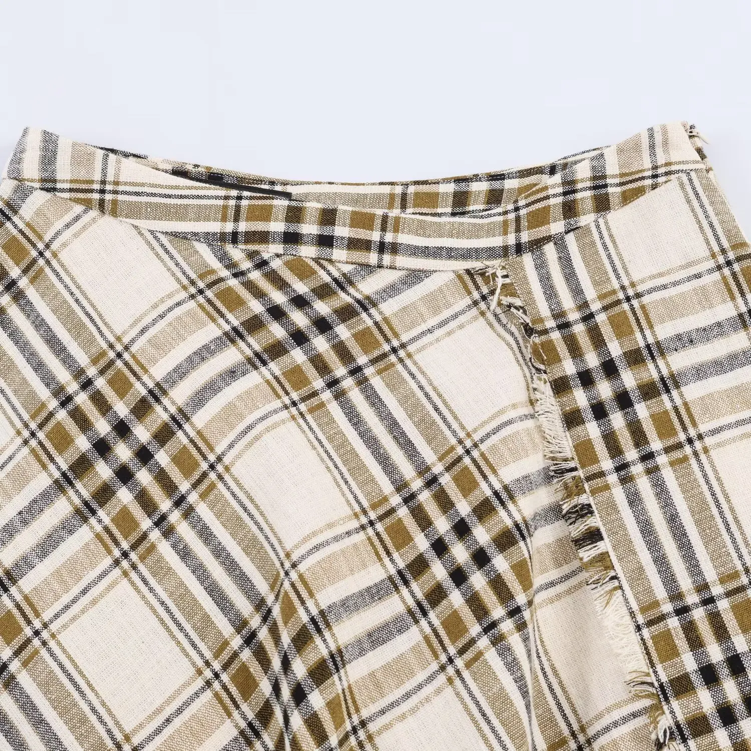 KONDALA Eleganter Lässiger Karierter Midirock für Damen, Trendiger Asymmetrischer Saum Rock, Neu 2026 Frühling Sommer Mode Damenrock – Detail 5