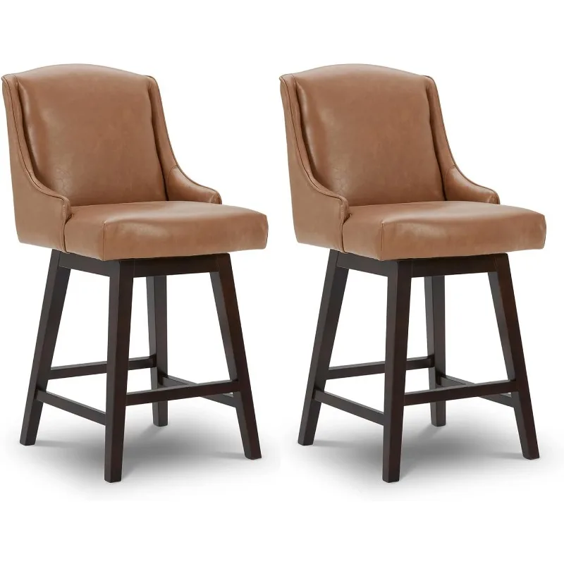 Altura do contador giratório bar fezes, tecido estofado bar fezes, conjunto de 2, 26 polegadas assento