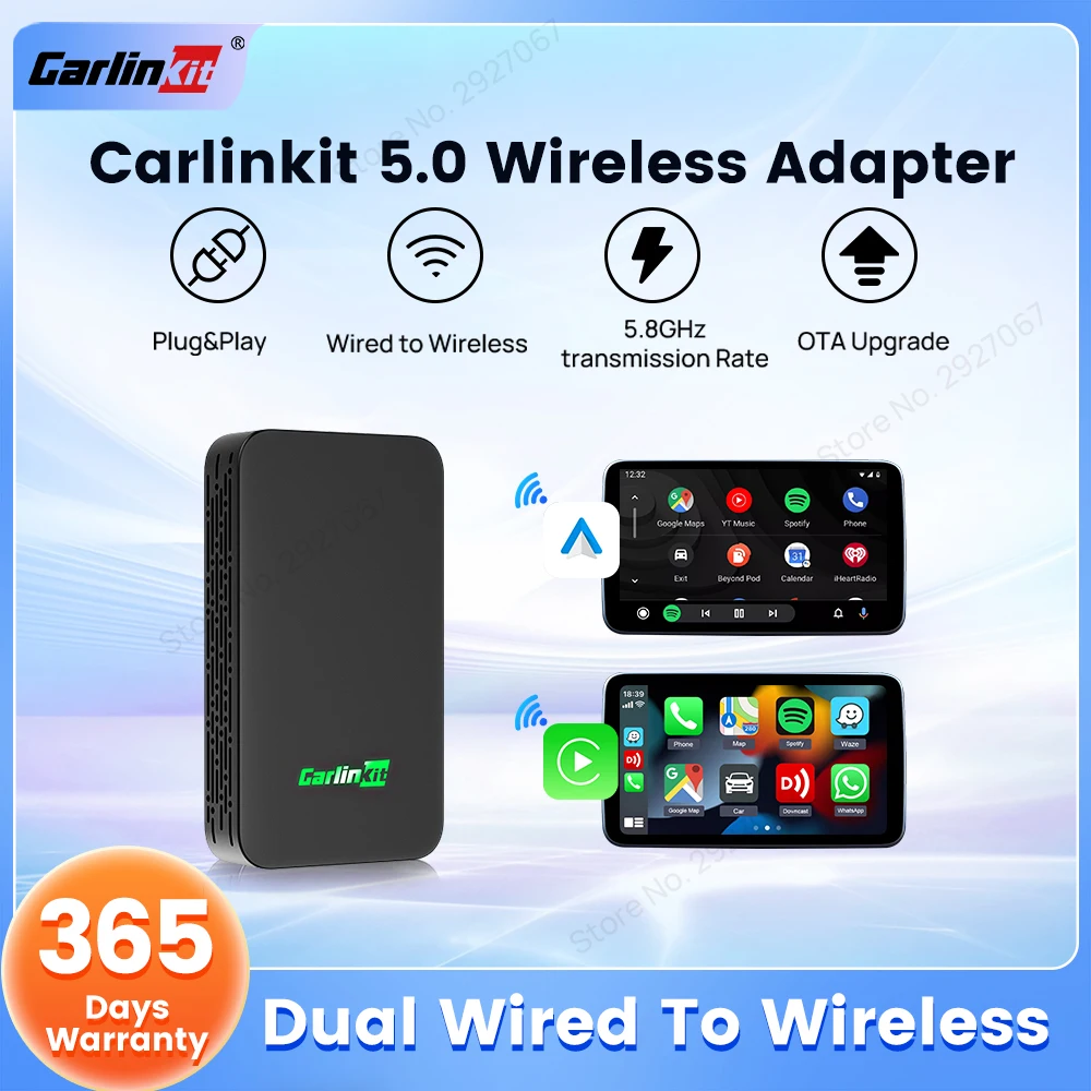 

2air CarlinKit 5.0 Wireless CarPlay Android Auto Adapter 2 in 1 Car Play Box for Mazda Chevrolet Volvo Ford Toyota Porsche Haval