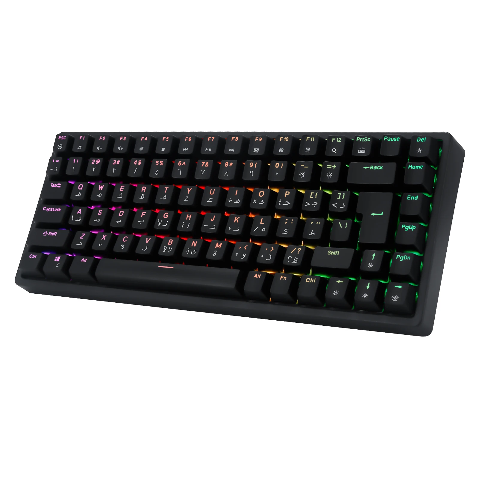 

CQ84 Mechanical Gaming Keyboard Wired RGB Backlit Red Switch Arabic Version 75% Compact 85 Keys Anti-Ghosting for Ipad Tablet PC