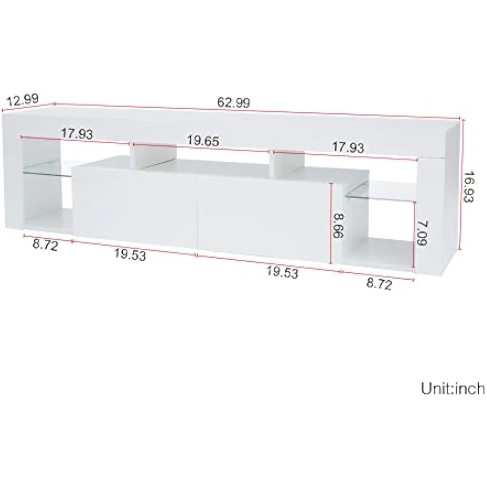 3-Inch Mount Floating TV Stand Furniture for Modern Television Stands TV Console With 2 Drawers and 5 Open Shelves Cabinet Home