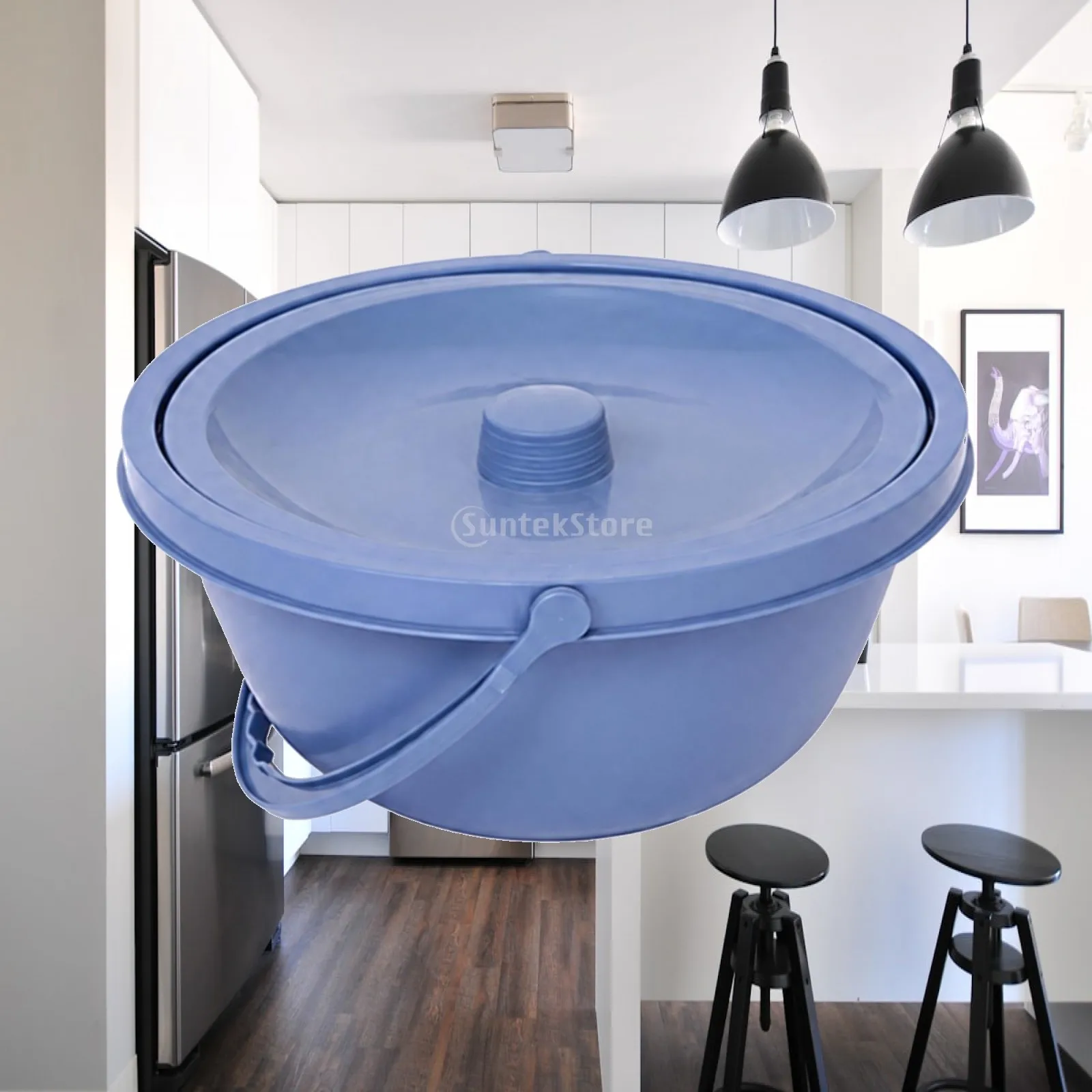 Commode Pail with Lid and Handle Compact Commode Pail with Handle Long-Lasting Latexwithout for Elderly, Bedside, Bedroom