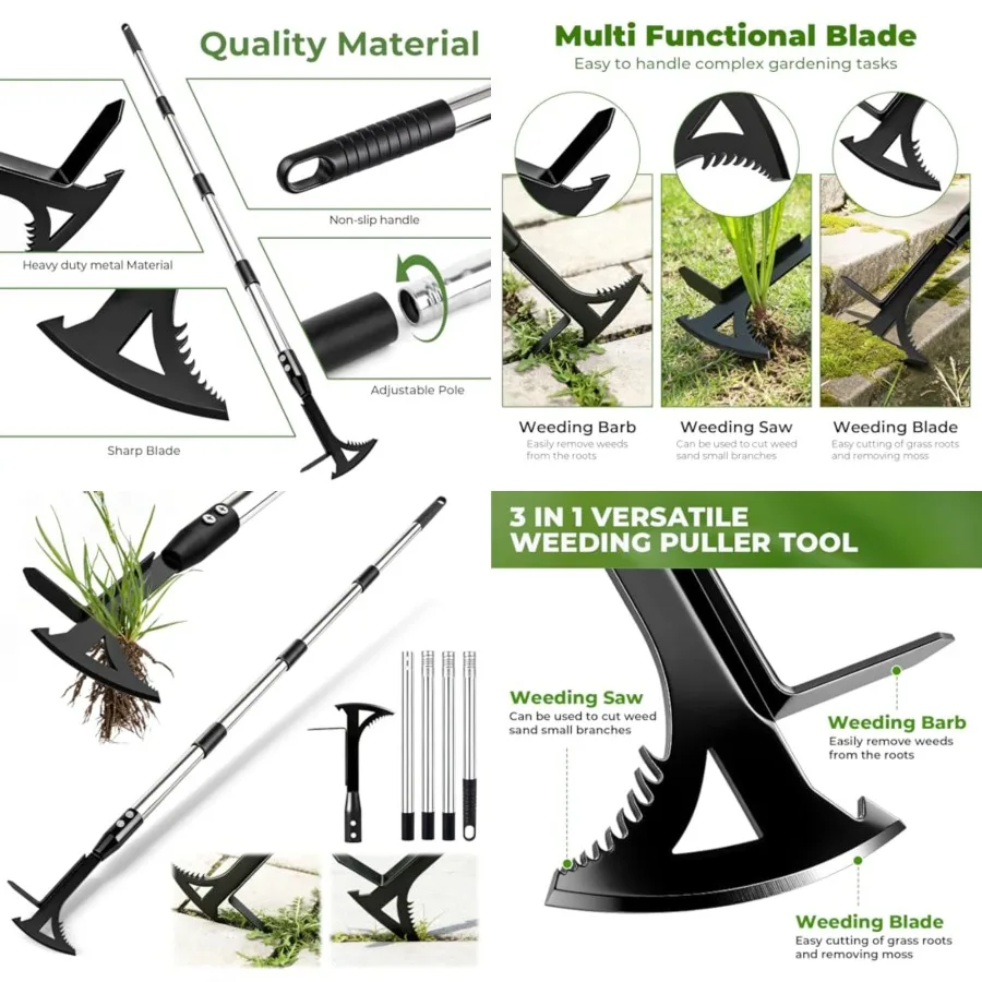 

Thickened Manganese Steel 3-in-1 Weeding Tool, Multi-functional Moss Scraper & Weed Puller for Pavers and Decks