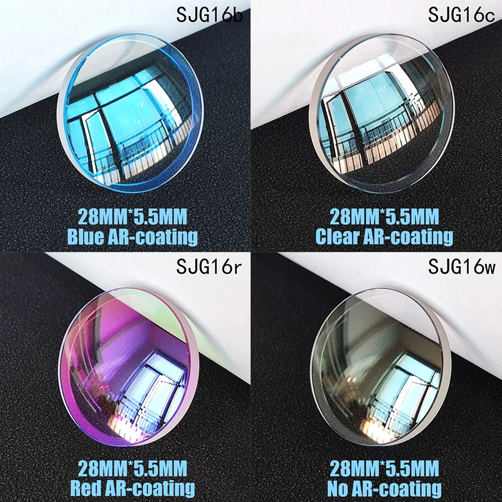 28mm*5.5mm*3.3mm Double Domed Sapphire Glass Blue/Red/Clear/No AR Coating Watch Glass Fits SKX013 SKX015 Watch Parts Replacement