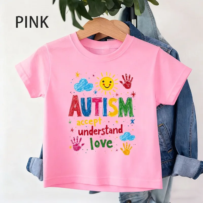 Cute Kids Clothes Brushstroke Autism Awareness Shirt  Autism Support Tees Girl and Boys Clothes Children 100 Cotton Short Sleeve