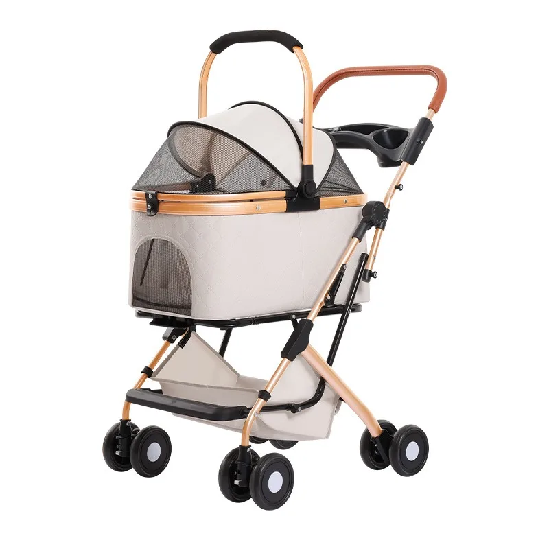 

3 in 1 Pet Stroller with 4 Wheels Foldable Pet Travel Carrier for Medium Dogs Cats Up To 50lbs Car Seat Pet Bag Storage Basket