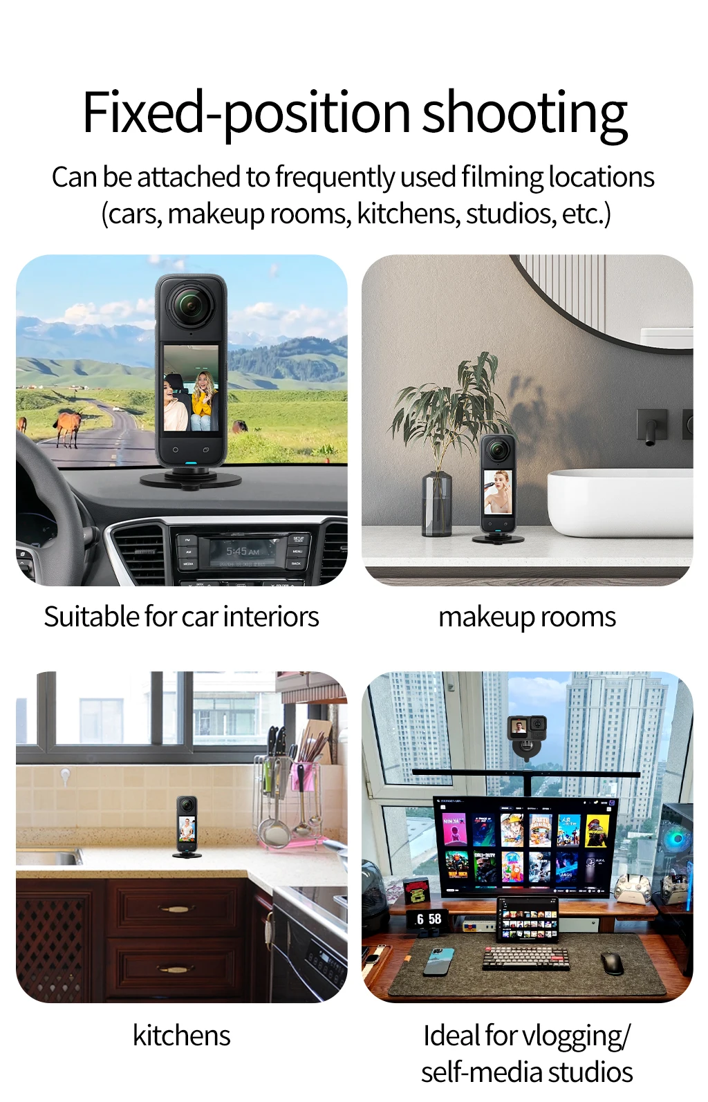 Универсальное гибкое клейкое основание с шаровой головкой, присосное крепление для камеры Insta360 x4, Gopro 13 12, аксессуары для DJI Osmo Action