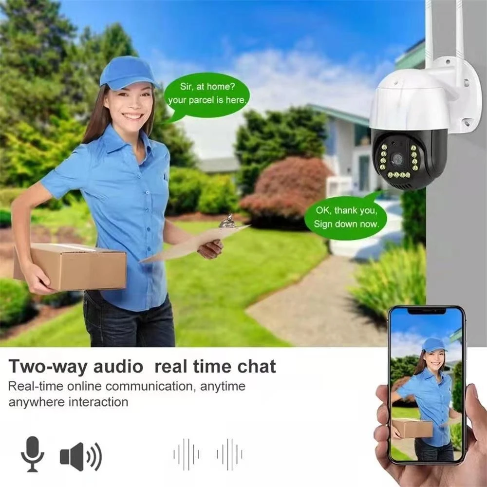 Outdoor Surveillance Camera 360 PTZ 4G WiFi Security Home Webcam 2 Way Audio Night Vision Baby Monitor Video Panoramic Camera
