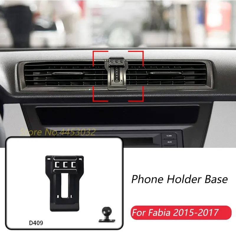 Car Phone Holder Base Special Mounts For Skoda Fabia 2015-2017 Fixed Air Outlet Base Accessories With Ball 17mm (No Bracket)