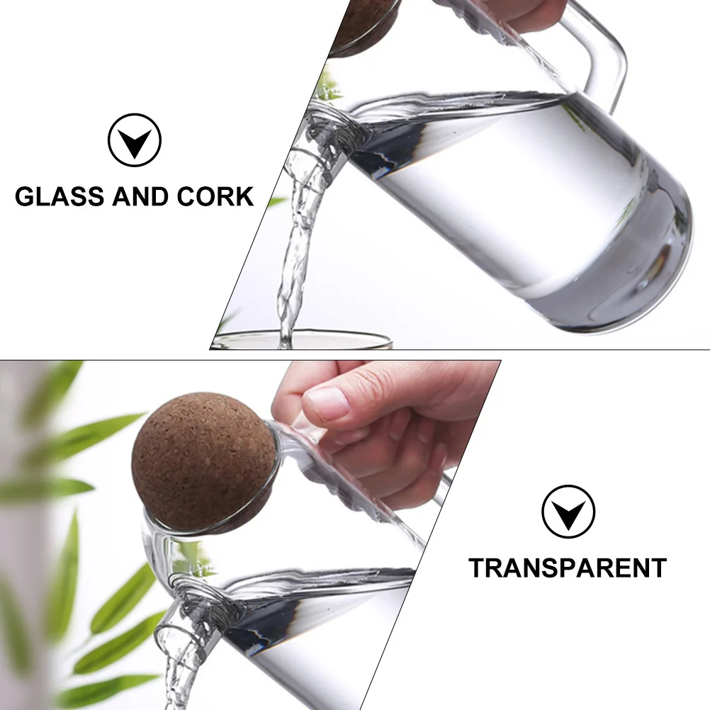 

1Pcs Glass Tea Pot with Cork Stopper Premium Thick Glass Teapot for Hot Cold Water Tea Juice Wine Home Kitchen Dining