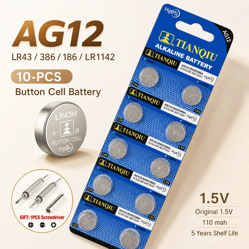 Lithium Button Cell Battery AG12 LR43 L1142 301 386 1.5V Replacement For Watch Remote Control Stable Power Small Devices