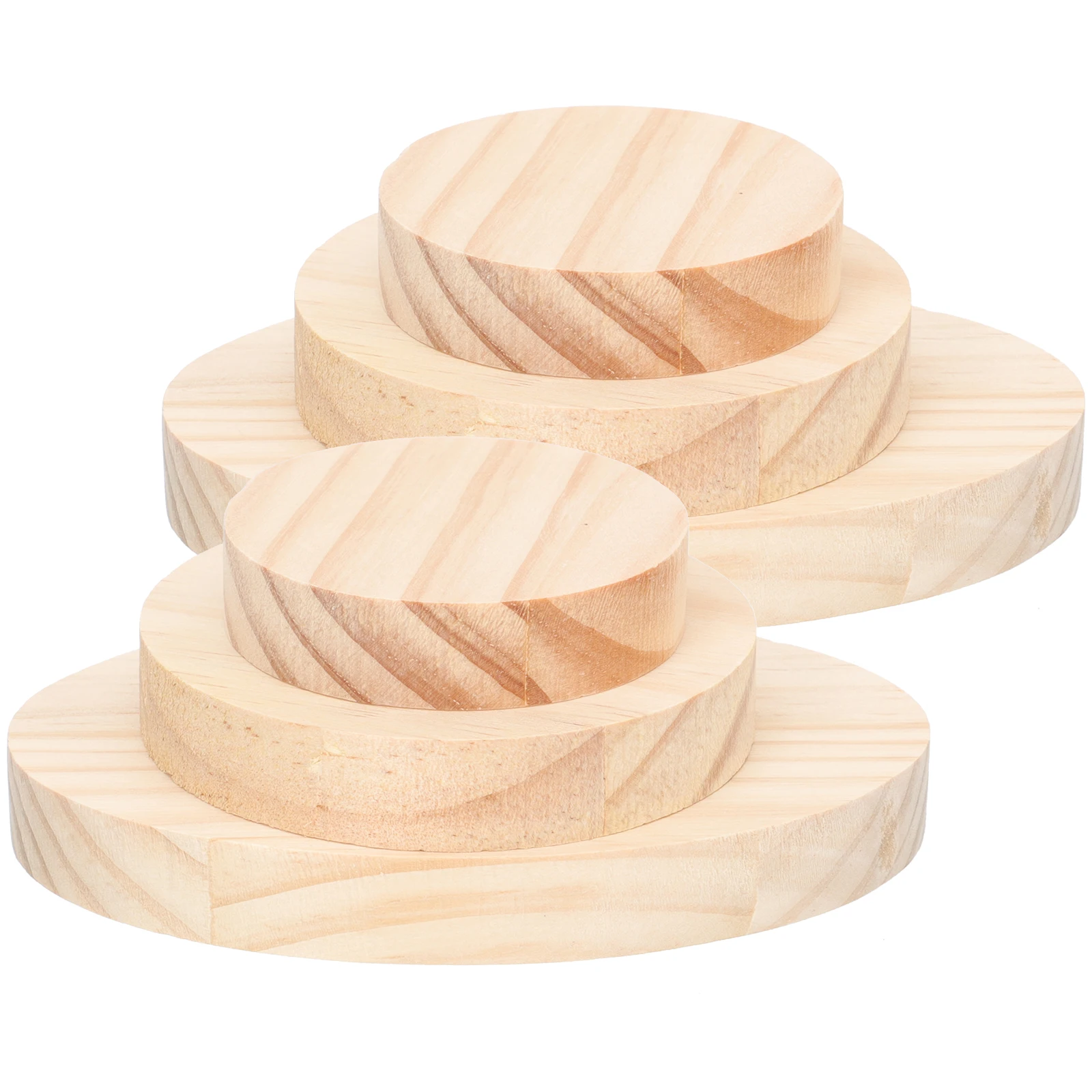 

6pcs Wood Plaques for Crafts DIY Wooden Bases Figurine Holders Display Stands Carving Painting Unfinished Natural Crafts Wood