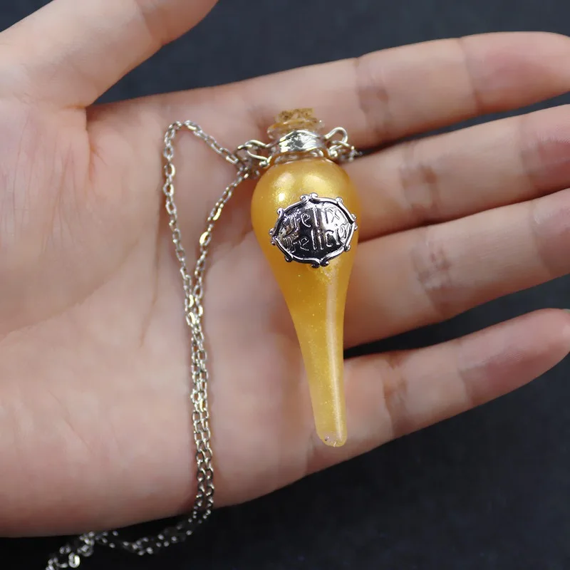 Water Drop Vintage Necklace Stainless Steel Magic Drifting Potion Lucky Bottle Pendant For Men Women Liquid Jewelry Gifts