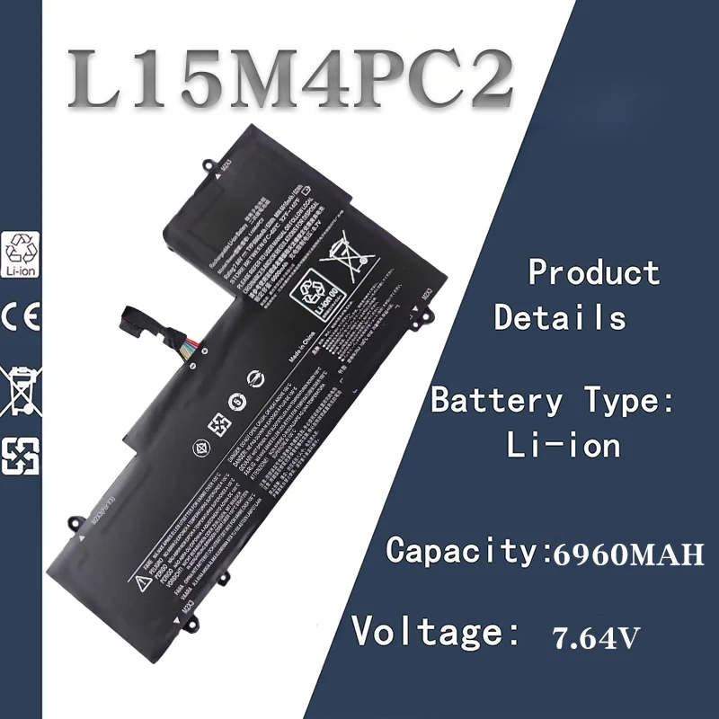 

Новый аккумулятор для ноутбука Lenovo YOGA 710-14ISK 14IKB 15IKB | Совместим с L15M4PC2 L15L4PC2 | 6960 мАч 7,64 В | Большая емкость