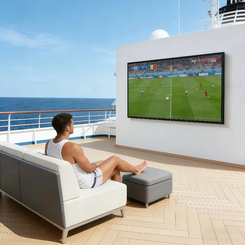 Marine Grade 4K Outdoor TV for Yacht Cruise Ship IP66 Anti-Corrosion Smart Television 2000nit Sunlight Readable All Weather