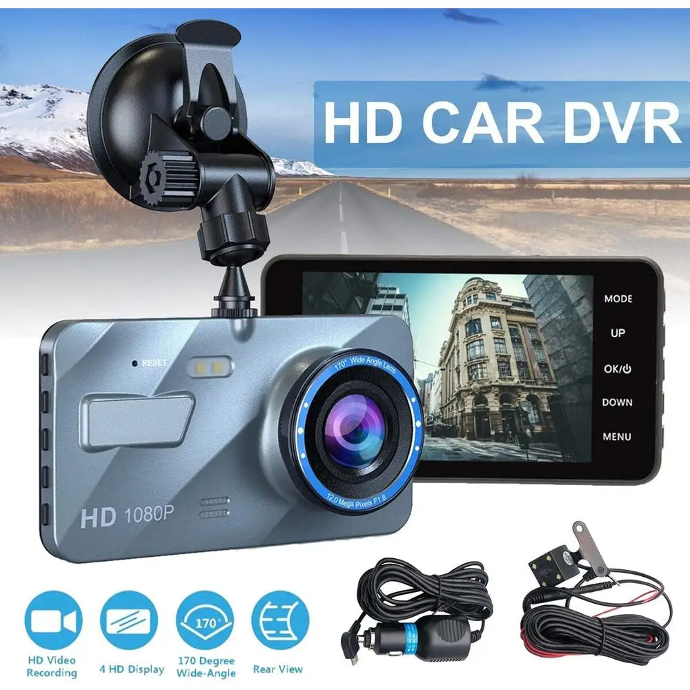 

4-дюймовый ЖК-экран Dash Cam 1080P FHD DVR Автомобильный регистратор 170 ° широкоугольный Многофункциональный для всех моделей автомобилей