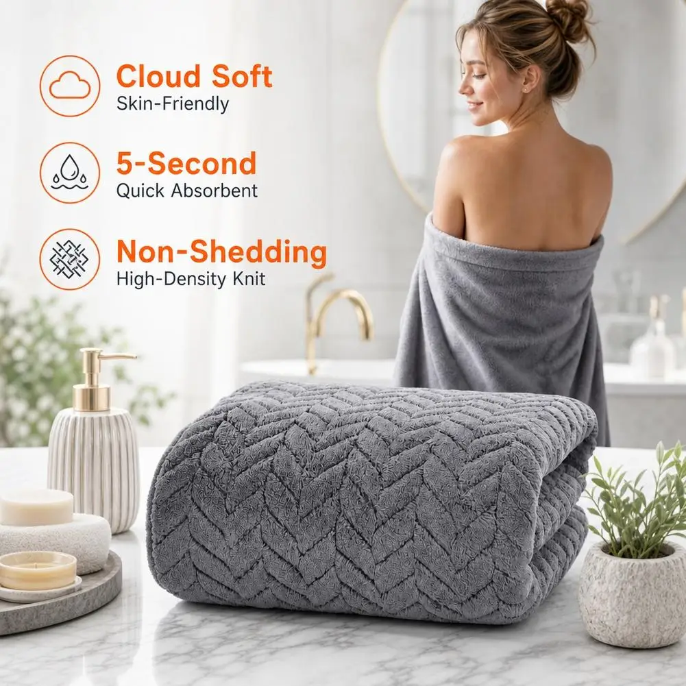Microfiber Bath Towel Thick Coral Fleece 5s Fast Absorption Quick Dry Non Shedding Luxury Soft Beach Gym Shower Hand Blanket