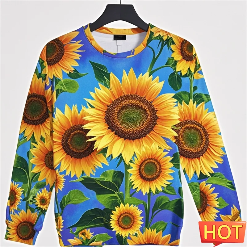 

Autumn 3D Yellow Plants Sunflowers Printing Sweatshirts Kid Funny Sunflower Graphic Round Neck Hoodie Unisex Fashion Sweatshirt