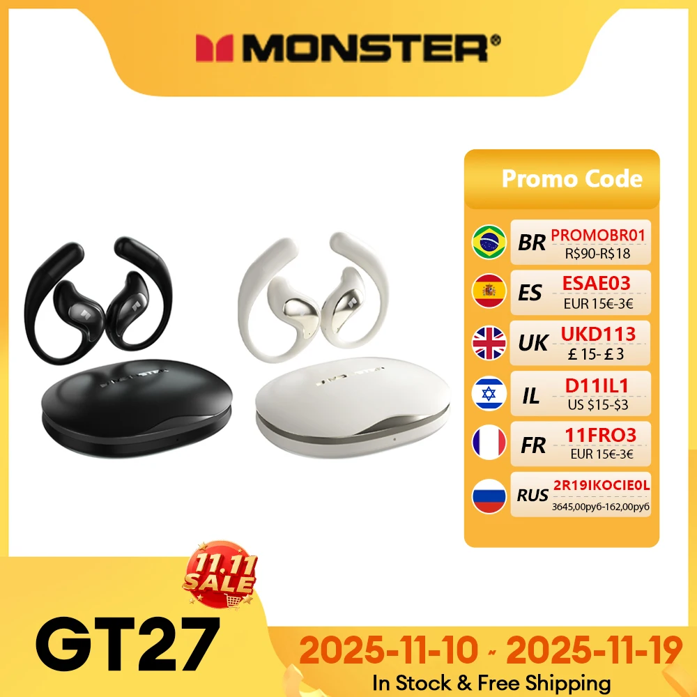 Choice Monster GT27 nuevos auriculares OWS Bluetooth 6,0 ENC con cancelación de ruido auriculares estéreo para juegos auriculares deportivos impermeables