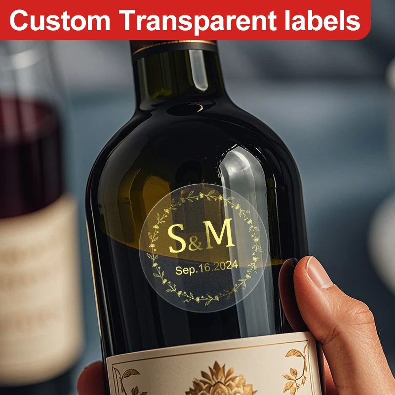 

Customizable Transparent Gold Stickers - Waterproof Decals for Home Decor, Celebration,DIY Crafts - Eco-Friendly Adhesive Labels