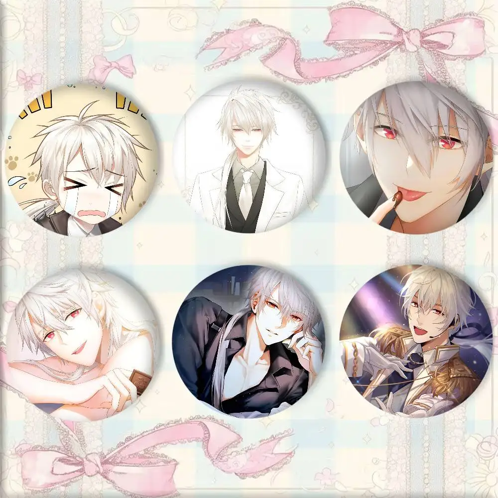 Anime M-Mystic Messenger Game Zen Badge Tinplate Round Laser Brooch Clothes Backpack Accessories Lapel