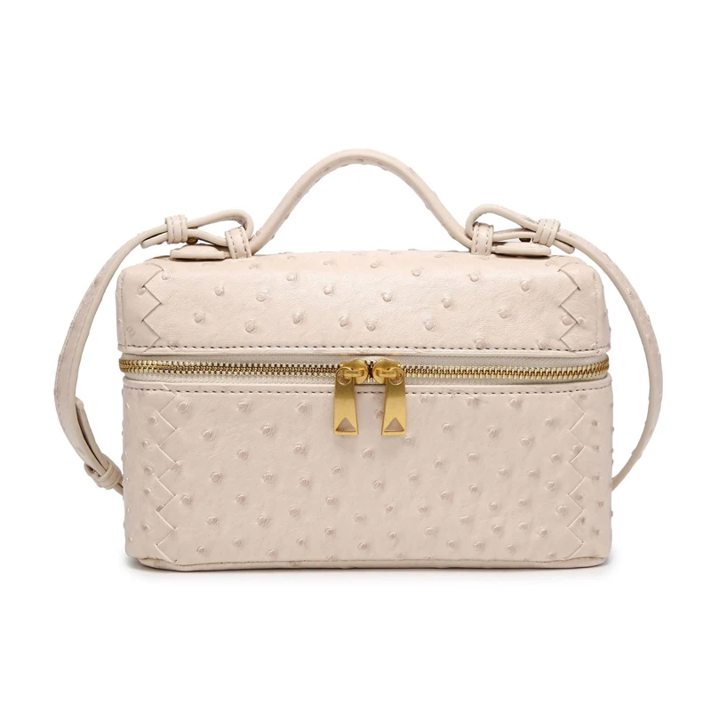 Classic Box Bags For Women Luxury Designer Handbag Purses 2026 New In PU Imitation Ostrich Leather Texture Handle Small Shoulder