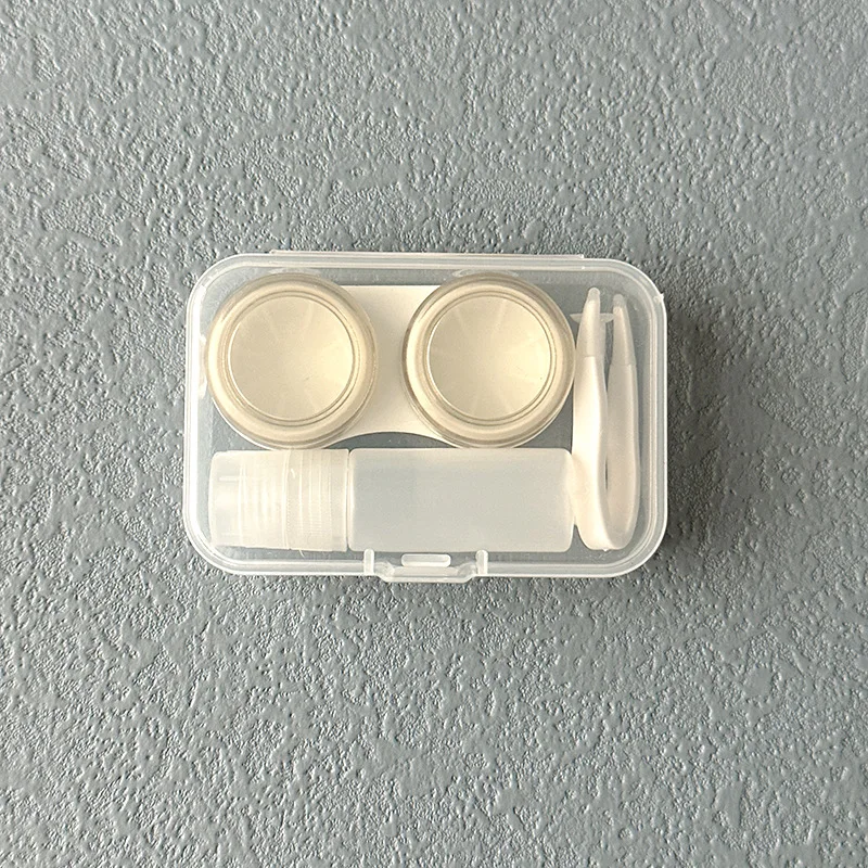 Transparent Contact Lens Case Set Macaron Color Contact Lenses Storage Box Contact Lens Container With Tweezers Solution