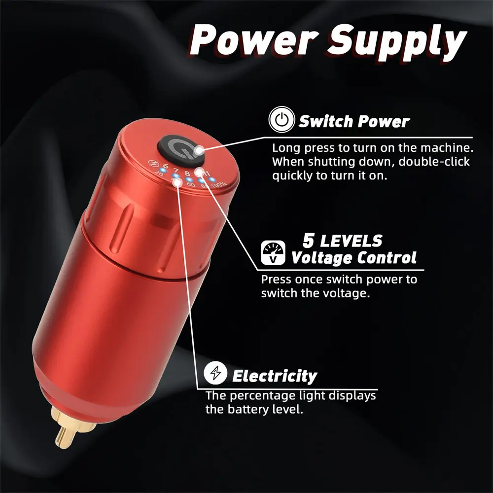 ATOMUS 20 قطعة إبر خرطوشة كاملة مجموعة الوشم للمبتدئين الروتاري ماكينة رسم الوشم التجميلي مجموعة أقلام إمدادات الطاقة اللاسلكية الوشم بندقية #2