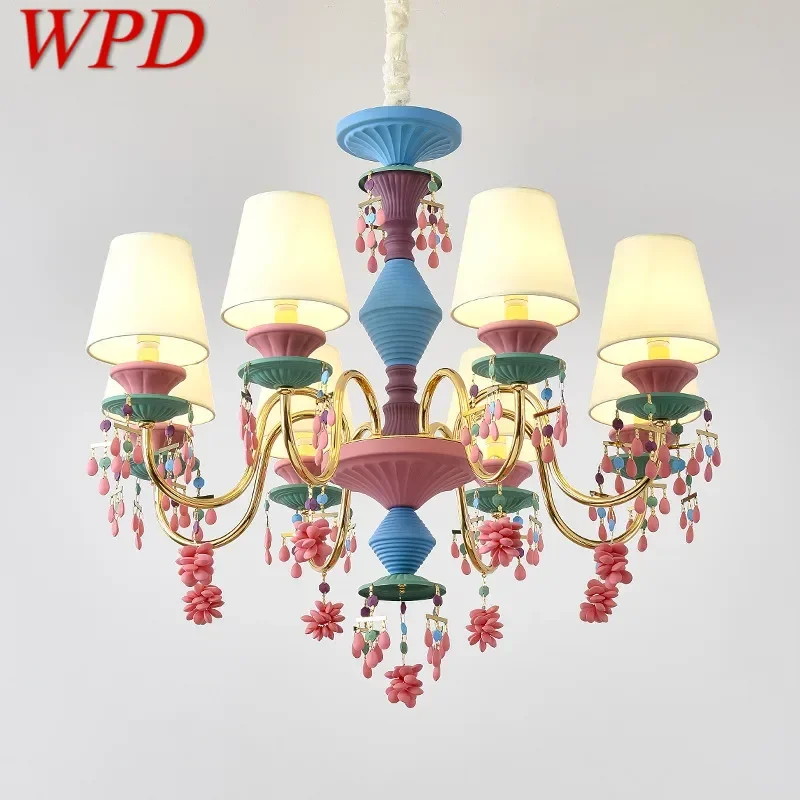 WPD Modern Color Crystal Pendent Lamp French Luxury Art Living Room Restaurant Bedroom Girl's Room Children's Room Chandelier